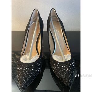 New Jessica Simpson Verra Black Suede Rhinestone Stiletto Heels Women’s shoes 8M